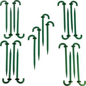 10 supports verts pour filets et films pour la fixation dans le parterre de jardin.