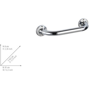 Wenko Barre d'appui de baignoire Basic, 25 cm, acier inoxydable poli pour plus de sécurité dans la salle de bain.