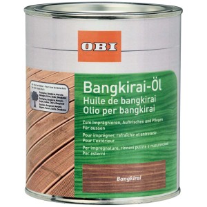 Dose OBI Bangkirai-Öl 750ml für Holz im Außenbereich. Holzöl zur Pflege und zum Schutz von Hartholz.