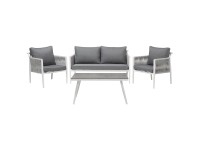 Beliani Lounge-Set Latina 4-Sitzer Metall Weiss