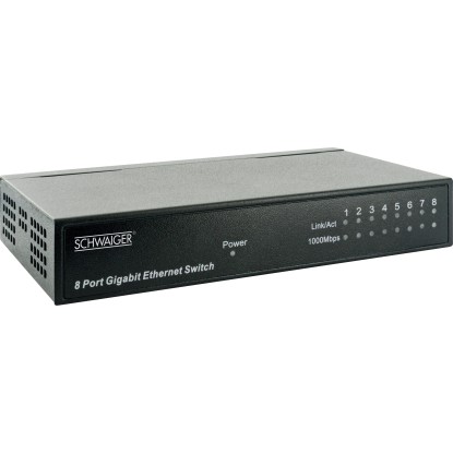 Schwaiger® Switch di rete a 8 porte Gigabit Nero