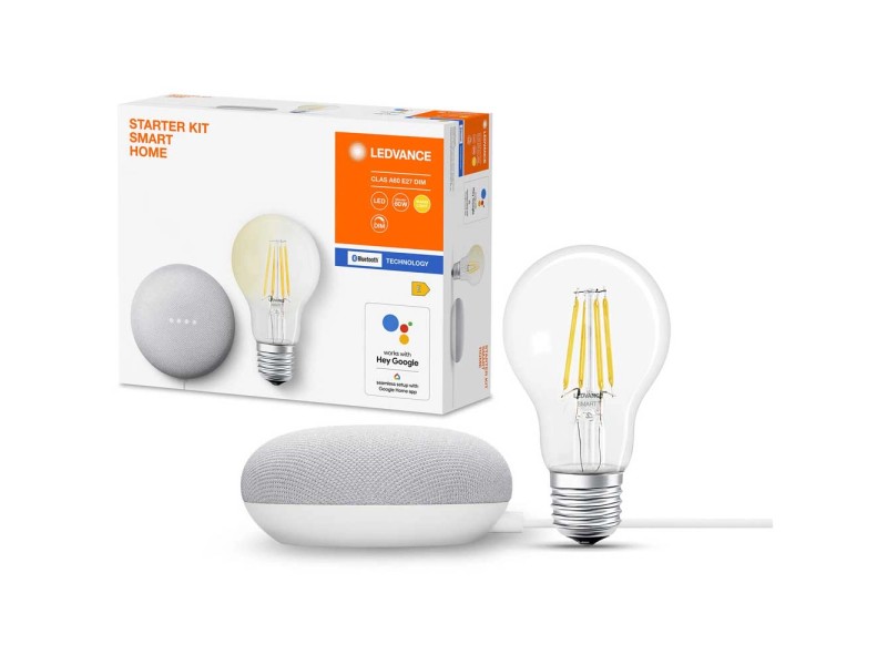 Ledvance - Altoparlante intelligente Google Nest Mini + lampadina