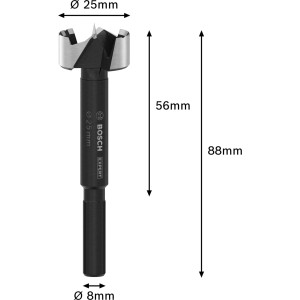 Punta Forstner Bosch Expert Wood, Ø 25 mm, nera. Punta per legno per fori precisi.