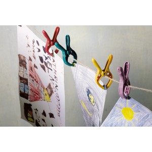 wolfcraft Mini serre-joints à ressort Microfix S, 6 pcs, pour serrer des dessins d'enfants sur une corde.
