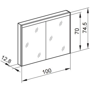 Schneider Armoire de toilette O-line LED 100 cm, blanc, 2 portes, avec dimensions.