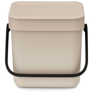 Poubelle Brabantia Sort & Go, 3 l, Soft Beige, avec poignée.