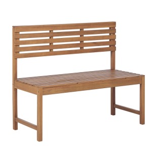 Banc de jardin Beliani Treia en bois d'acacia marron avec dossier.
