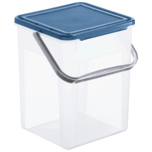 Récipient à lessive Rotho Basic bleu, 7 litres, avec couvercle et poignée.
