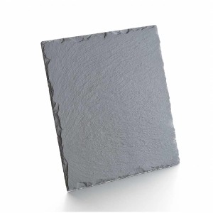 Ardoise carrée, 30x30 cm, comme bougeoir ou dessous de plat pour objets de décoration.