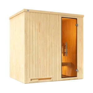 Sauna à éléments Weka Halmstad avec porte en verre, bois d'épicéa, incl. poêle et commande.