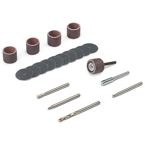Dremel Holzbearbeitungs-Set 681, 20-teilig: Zubehör für Miniaturwerkzeuge, Schleifbänder, Bohrer, Fräser.