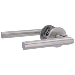 Set rosetta Alpertec Push4Lock DIN sinistra, acciaio inox satinato, per serrature mobili.