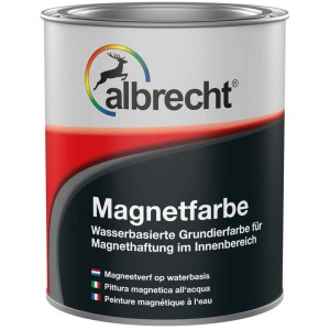 Dunkelgraue Albrecht Magnetfarbe im 750 ml Gebinde für Wände, auf denen Magnete haften.