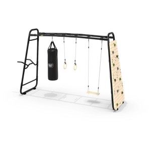 Exit Toys GetSet Monkeybar MB320: Set gioco e fitness con parete da arrampicata, altalena, sacco da boxe e anelli ginnici.