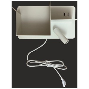 Applique murale LED Mondilux Benno droite avec étagère, 3W, blanc chaud. Lampe pratique pour chambre.
