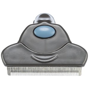 Trixie Carding-Striegel, 8x14 cm, brosse pour chien avec lames en métal et manche gris.