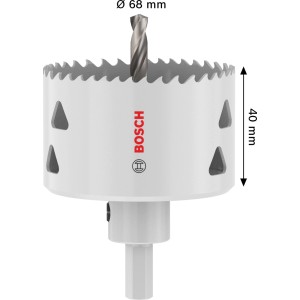 Tazza a corona Bosch Multi Material, Ø 68mm, con adattatore, per fori precisi in vari materiali.