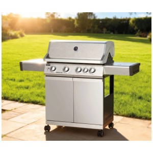 Sunset BBQ® Gasgrill Monaco 4B+ Edelstahl Schwarz 17,5 kW