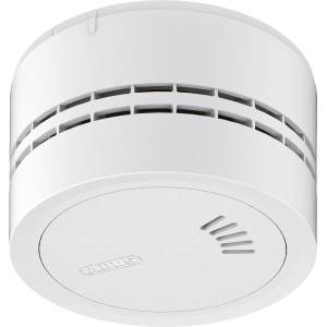 Détecteur de fumée Abus Prefira Mini blanc et compact avec fentes d'aération pour la protection incendie.