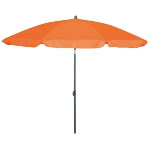 Parasol Doppler Malibu, orange, Ø 180 cm, avec fonction d'inclinaison. Parasol de marché robuste en polyester pour jardin et plage.