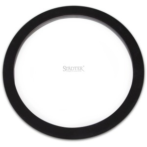 Coperchio salvafreschezza Städter rotondo, 16 cm, in vetro con bordo in silicone nero. Utensile da cucina.