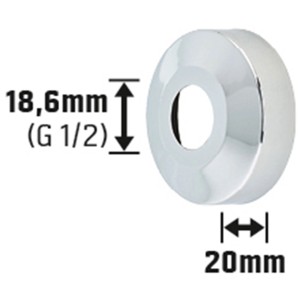 Rosetta in ottone cromato, 18,6 x 20 mm, per coprire i fori nel muro.