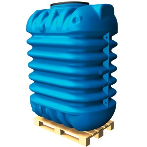 Cuve enterrée bleue 4rain Modularis 15 000 l sur palette, système complet de récupération d'eau de pluie.