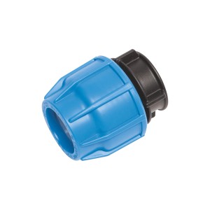 Tappo terminale Ø 32 mm per tubi PE, blu, in plastica per chiudere sistemi di acqua fredda.