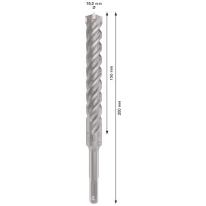 Punta per martello perforatore Bosch Professional PRO SDS plus-5X, 18x150x200 mm, per foratura cemento.