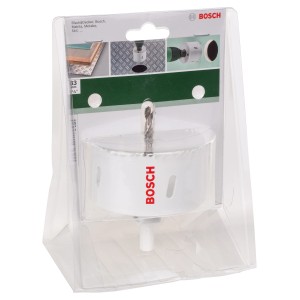 Scie cloche bimétal Bosch 83 mm sous blister, adaptée pour bois, métal et plastique.