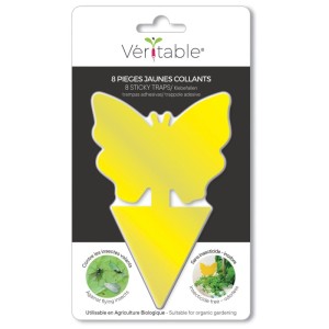 Trappole adesive Véritable gialle, forma a farfalla, 8 pz, per il controllo dei parassiti delle piante.