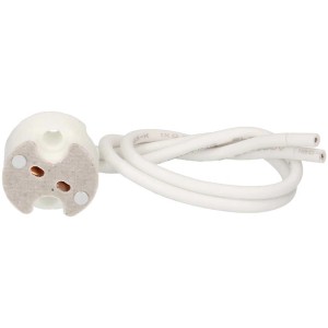 Douille halogène blanche G4/G5.3/G6.35 avec câble de 14 cm pour installation de lampe.