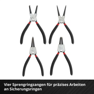 Set pinze per anelli elastici Einhell, 4 pinze per anelli interni ed esterni, set di attrezzi.