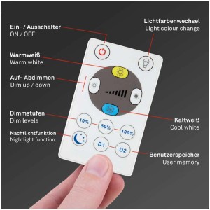 Telecomando per Brilo LED-Panel Slim per controllare colore della luce e funzione dimmer.