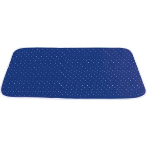 Couverture à repasser à la vapeur bleue Wenko (100x65cm) à pois blancs, idéale comme remplacement de planche à repasser.