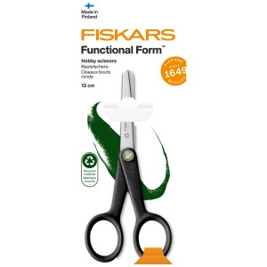 Forbici per hobby Fiskars Functional Form ReNew, 13 cm, con manico nero. Ideale per il fai da te.