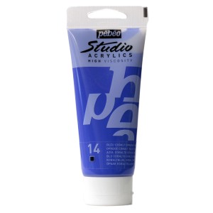 Pébéo Studio Acrylfarbe Kobaltblau, 100ml Tube für Künstlerbedarf.