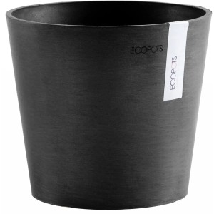 Pot de fleurs Ecopots Amsterdam Mini, gris foncé, 17 cm. Idéal pour l'intérieur et l'extérieur.