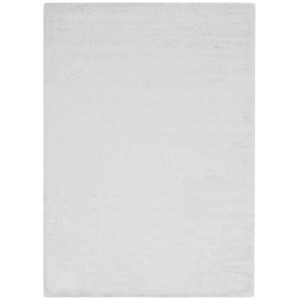 Tapis blanc Loano, 60x120 cm, en fausse fourrure. Tapis moderne pour espaces de vie.