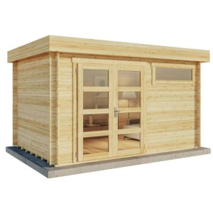 Casetta da giardino Alpholz Leandro in pino con doppia porta e finestra. Moderna casetta in legno.