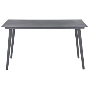 Tavolo da giardino Beliani Mileto grigio in alluminio con piano in vetro di sicurezza.
