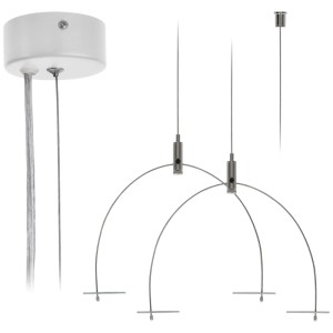 Set sospensione a fune Eglo, acciaio bianco, 150 cm. Accessorio per plafoniere LED.