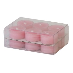 Bougies chauffe-plat roses en coupelles plastiques, lot de 9. Bougies décoratives.