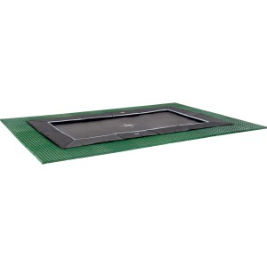 Trampolino rettangolare da incasso EXIT Dynamic nero 305x519 cm con piastre di sicurezza Freezone verdi.