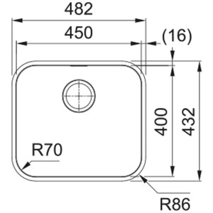 Disegno tecnico lavello Franke Smart SRX 110-45, lavello in acciaio inox con dimensioni.