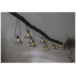 Guirlande lumineuse LED Star Trading Circus Shade avec 12 LED blanc chaud et abat-jour gris.