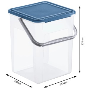 Récipient lessive Rotho Basic bleu, 7 litres, avec couvercle et poignée.