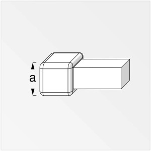 Quadratische Fliesenecke aus Edelstahl, 1 cm, für saubere Abschlüsse von Fliesenschienen.