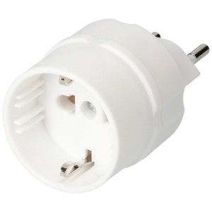 Adaptateur de voyage blanc Schutzkontakt Type 12 (3 broches) pour prises suisses.