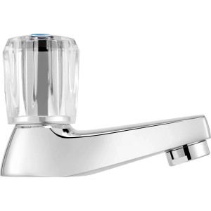Rubinetto acqua fredda Ledro cromato, miscelatore verticale per lavabo bagno ospiti.